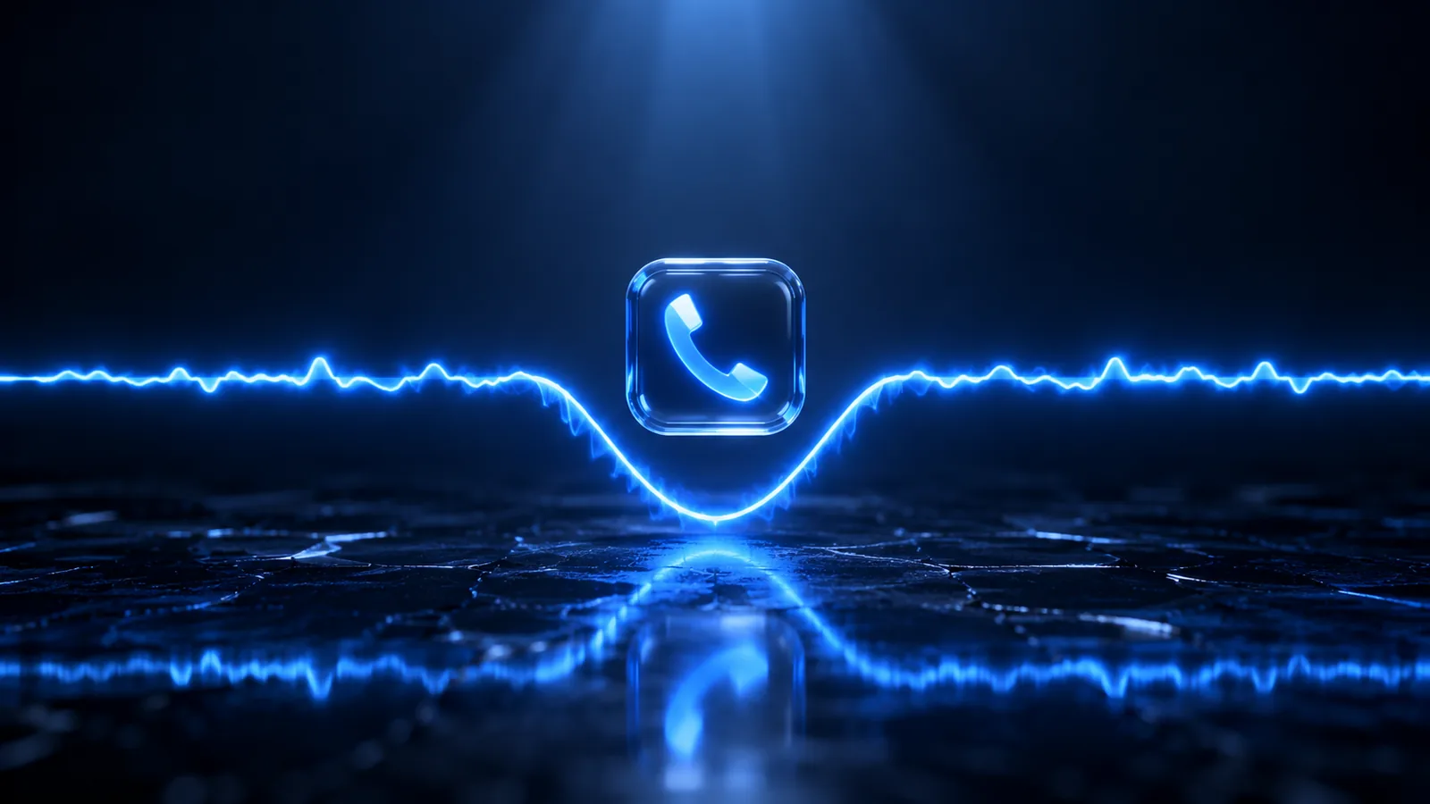 A waveform with a clear dip in the middle where a phone call icon appears overhead